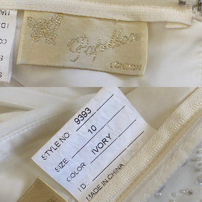 Ivory chiffon long sleeve wedding dress uk 10
