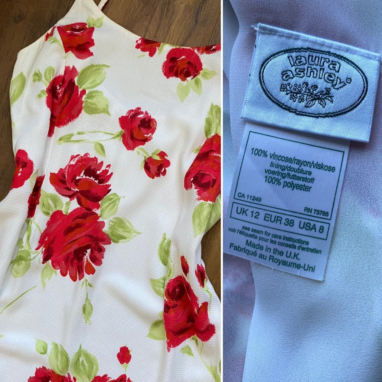 Laura Ashley white floral summer dress uk 12