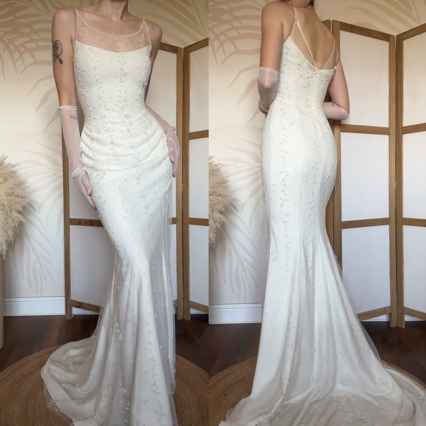 Ivory beaded wedding dress uk 10-12
