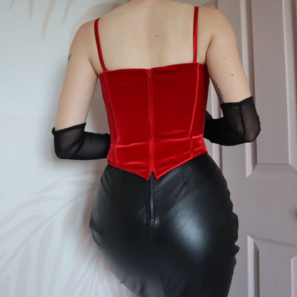 Red velvet after six corset top UK 14