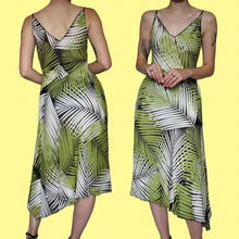 Load image into Gallery viewer, Green Planet 100% silk leaf print midi dress UK 12
