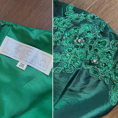 Dark green strapless fit & flare prom dress uk 8