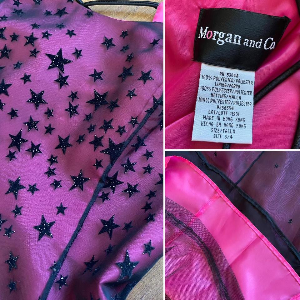 Morgan & Co petite pink glittery star a-line prom dress uk 8