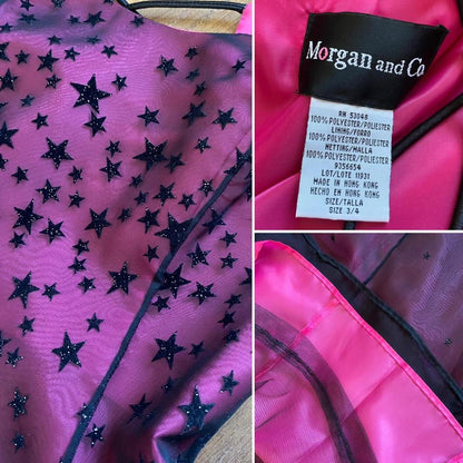 Morgan & Co petite pink glittery star a-line prom dress uk 8