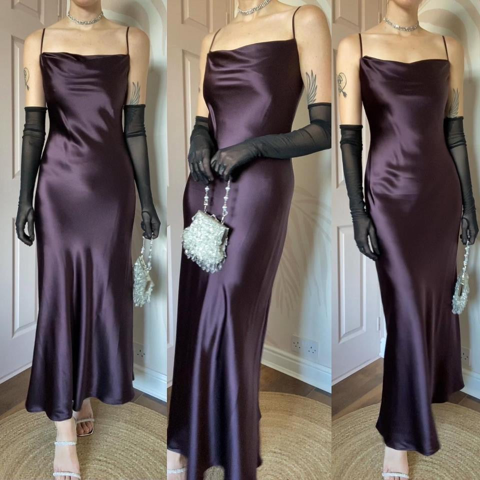 Monsoon maroon silky slip dress UK 8