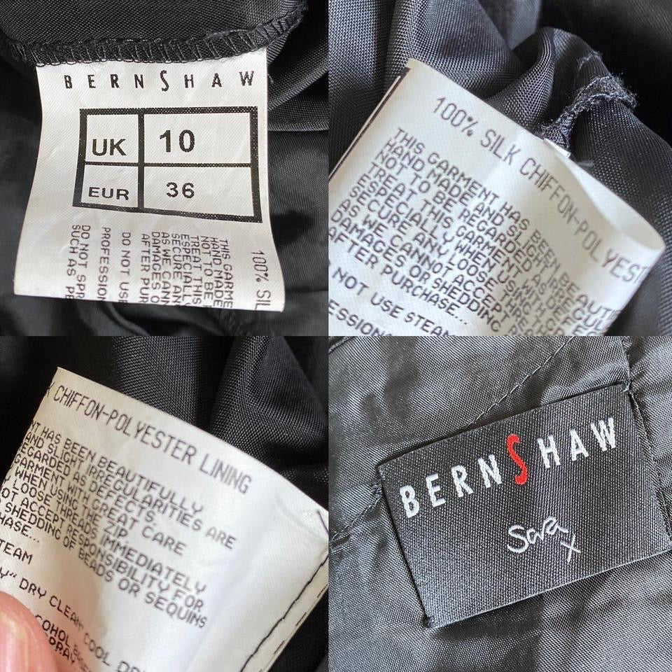 Bernshaw black 100% silk halter-neck evening gown UK 10