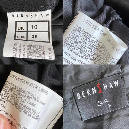Bernshaw black 100% silk halter-neck evening gown UK 10