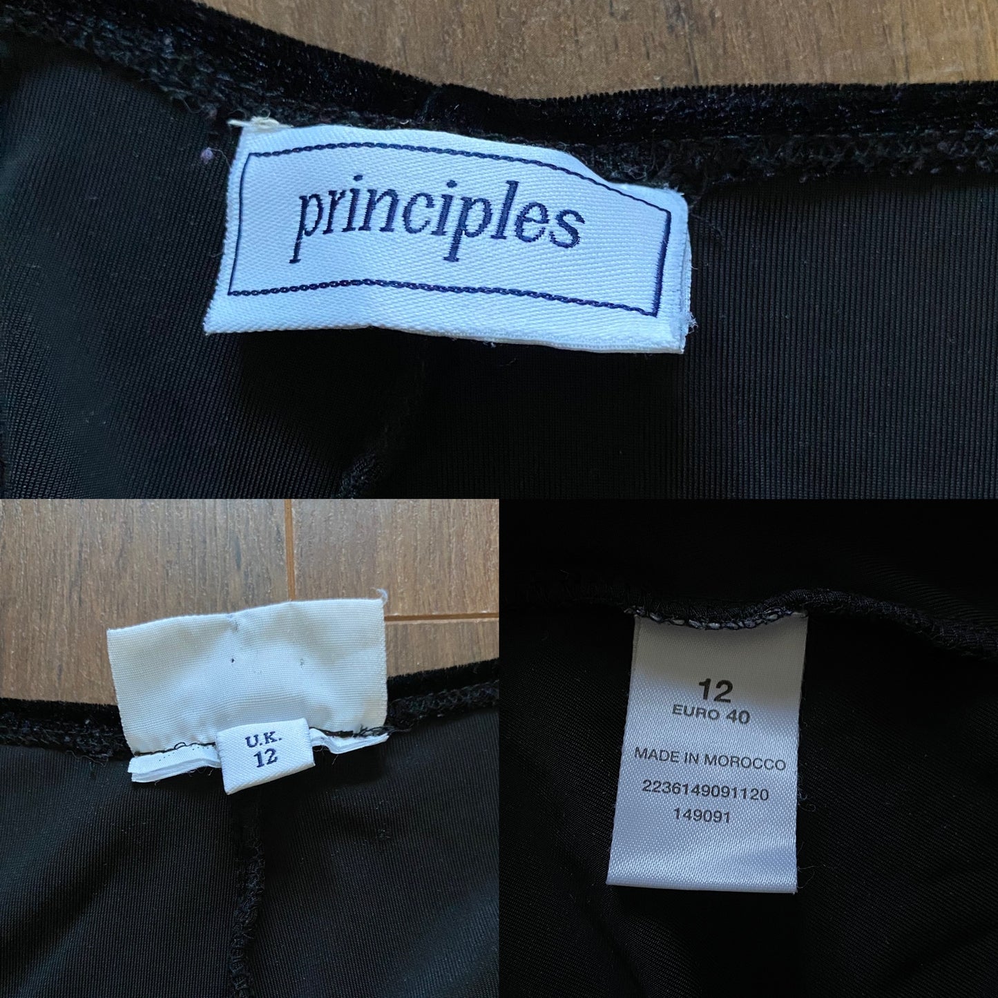 Principles black velvet stretch 90s evening dress UK 12-14