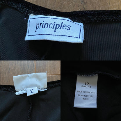 Principles black velvet stretch 90s evening dress UK 12-14