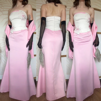 Dynasty pink & white 3-piece prom set uk 12-14