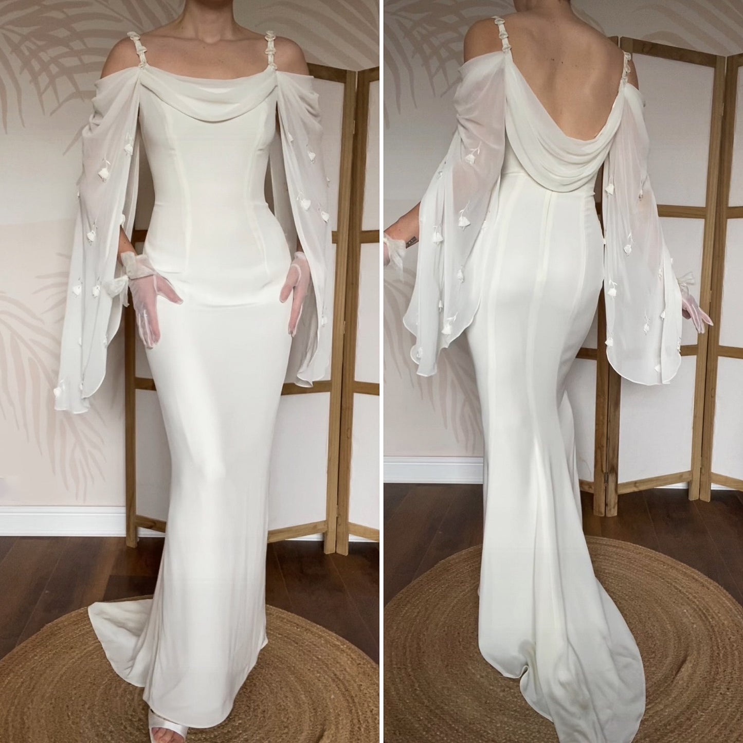 Ellis white long sleeve wedding dress UK 10-12