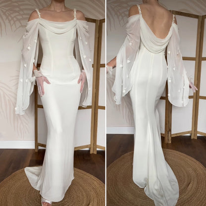 Ellis white long sleeve wedding dress UK 10-12