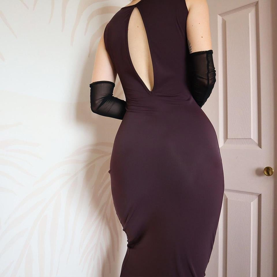 Nick Coleman purple stretch bodycon dress UK 10-12