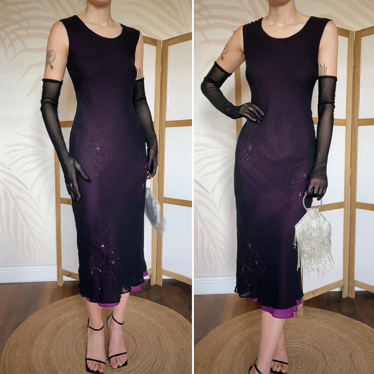 Laura Ashley 100% silk slip midi dress uk 10