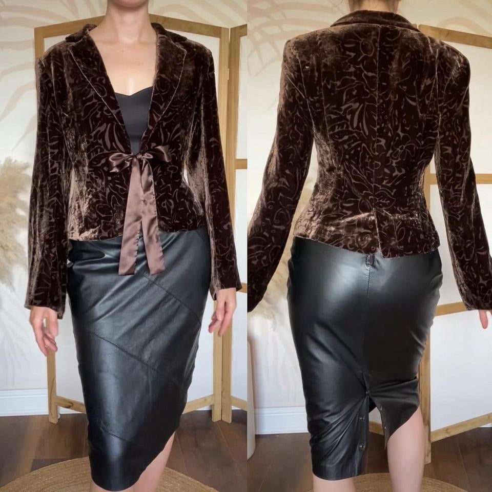 August Silk brown velvet evening jacket uk 12