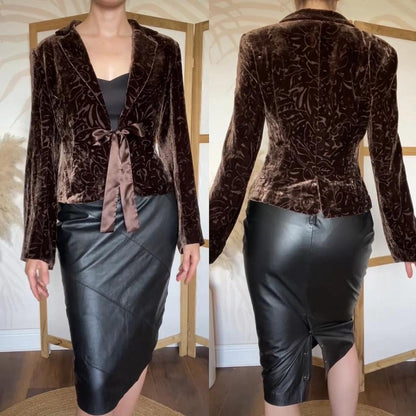 August Silk brown velvet evening jacket uk 12