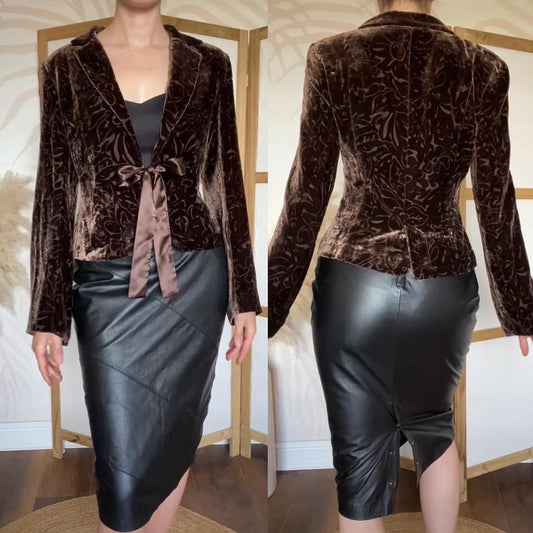 August Silk brown velvet evening jacket uk 12