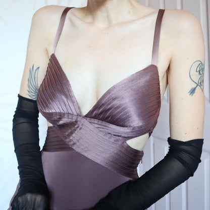 Dusky purple cut out evening dress UK 10