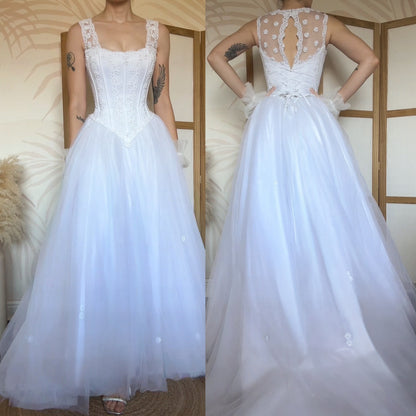 Bright white fit & flare wedding dress uk 10