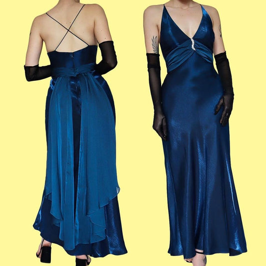 Dave & Johnny blue petite evening dress UK 12