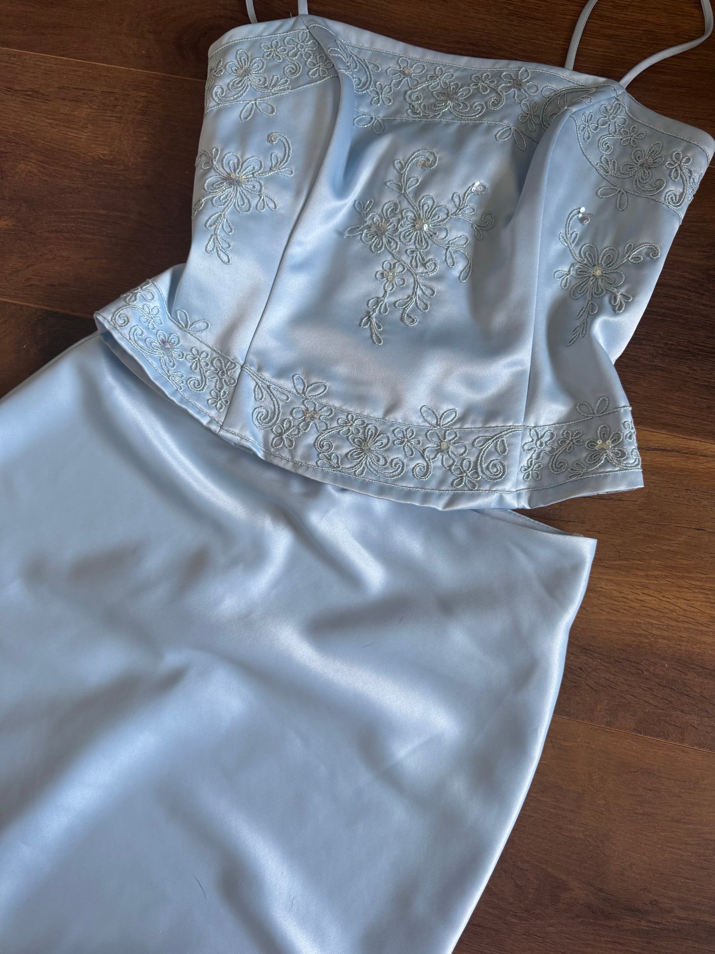Yve London baby blue 3-piece prom set uk 8-10