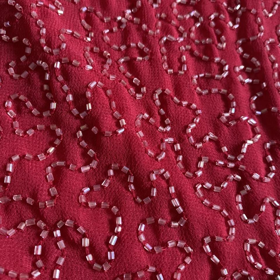 Fuchsia pink beaded open back evening dress UK 10