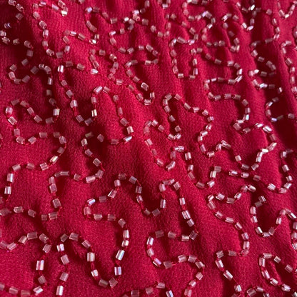 Fuchsia pink beaded open back evening dress UK 10