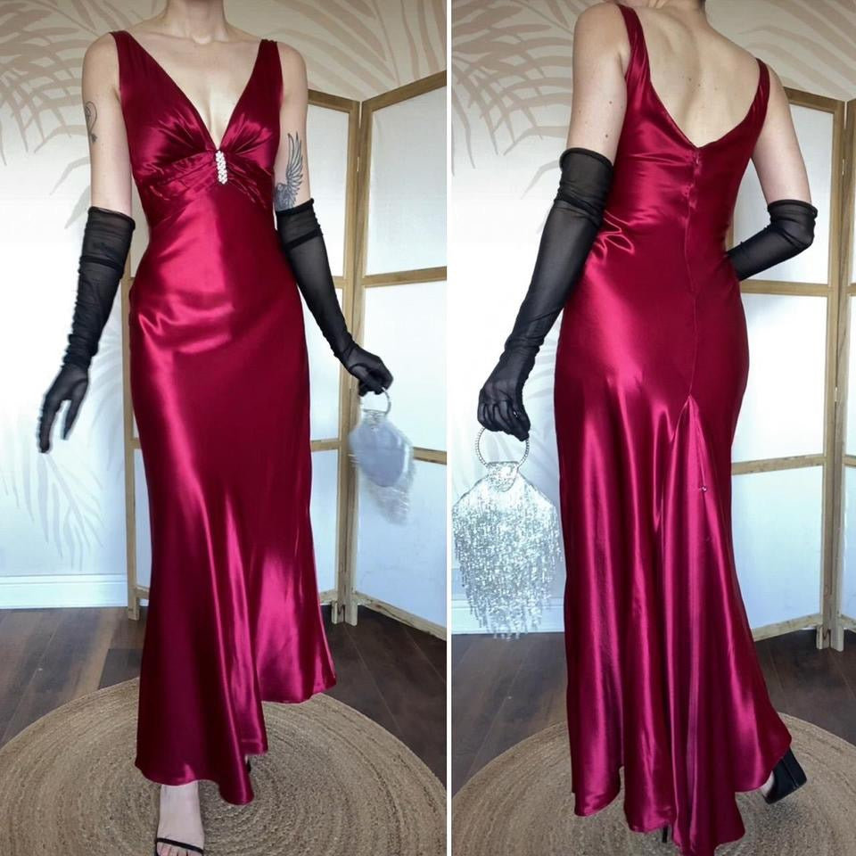 Morgan & Co red satin evening dress UK 10