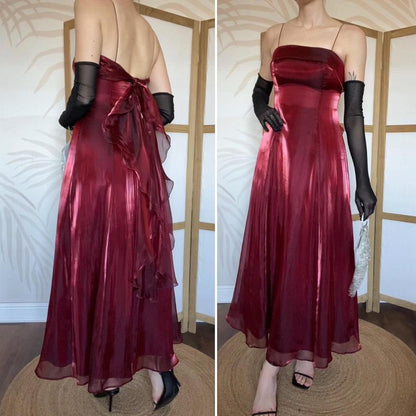 Debut red a-line shimmery evening dress uk 10