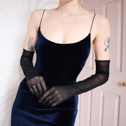 Dark blue velvet bodycon dress UK 12-14