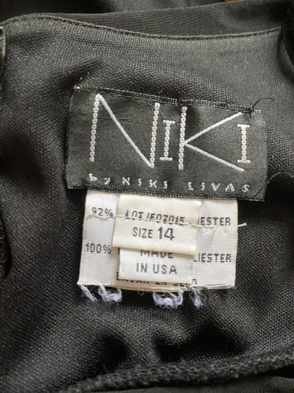 Black stretch open back evening gown UK 14