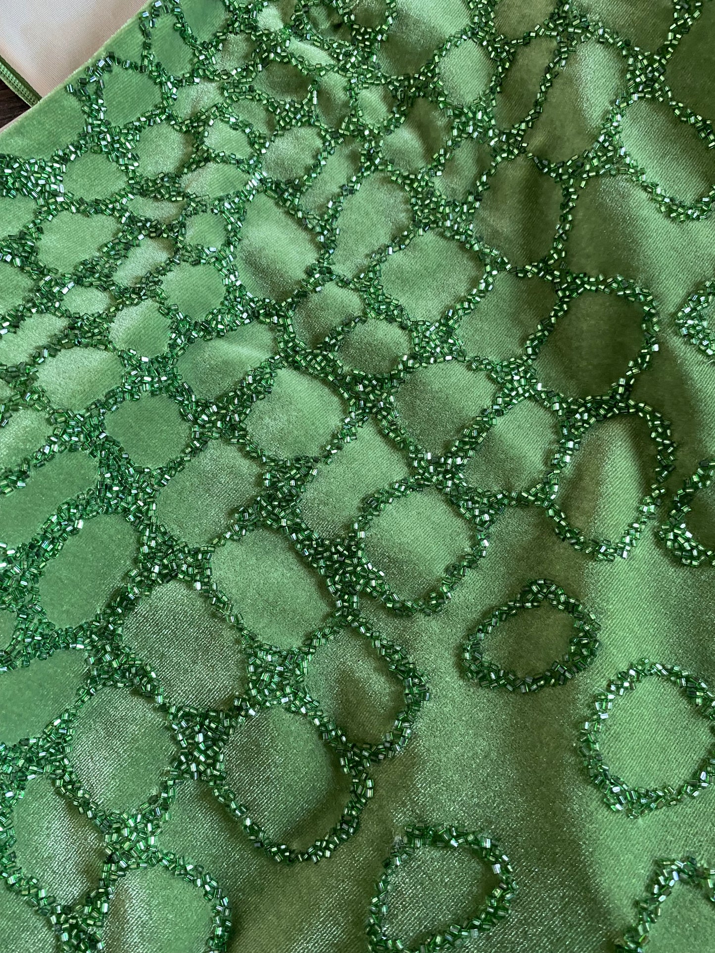 Frank Usher Silk Blend Green Velvet Evening Dress UK 12-14