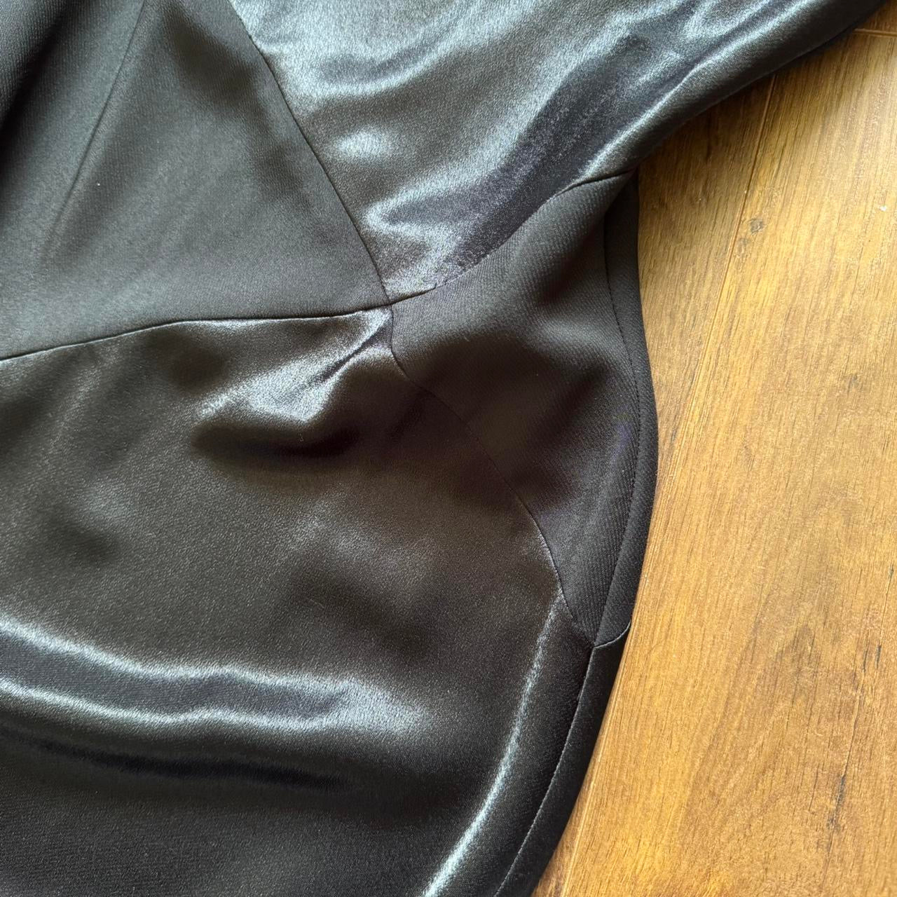 Black satin panelled slip dress uk 12