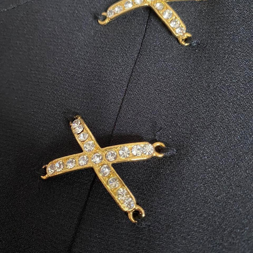 Black fitted diamanté evening dress UK 14