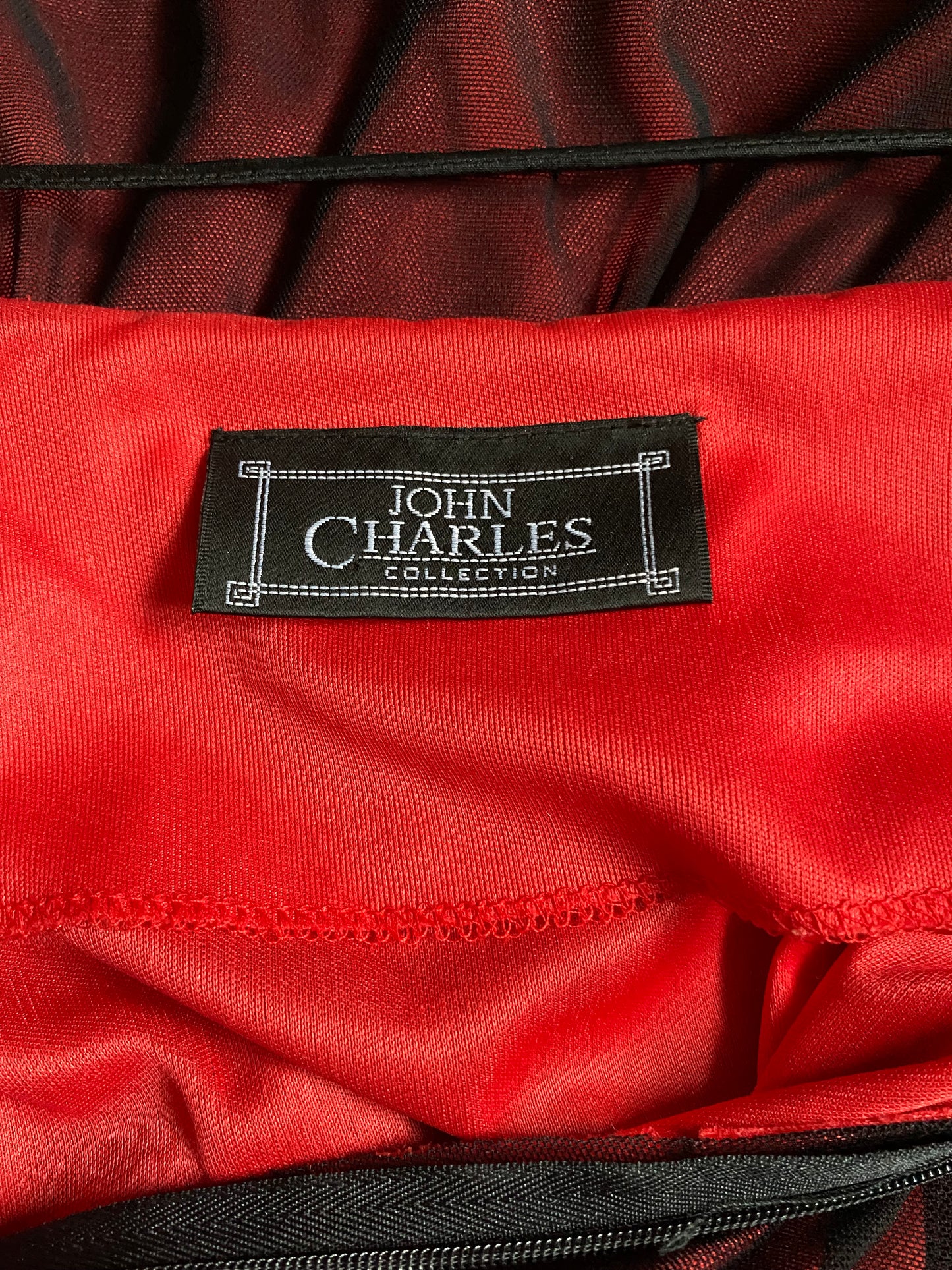 John Charles 90s red stretch beaded evening dress UK 10