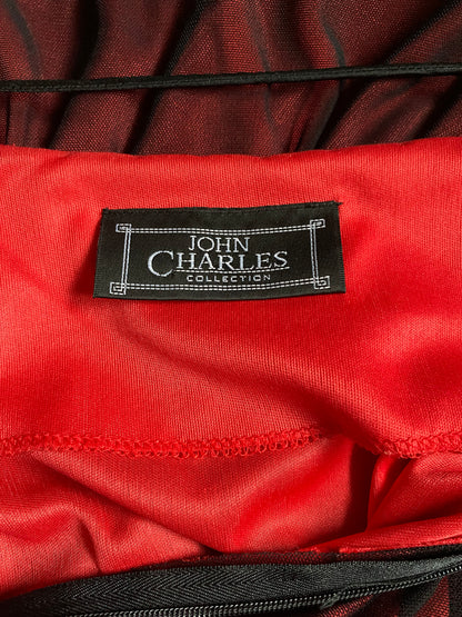 John Charles 90s red stretch beaded evening dress UK 10