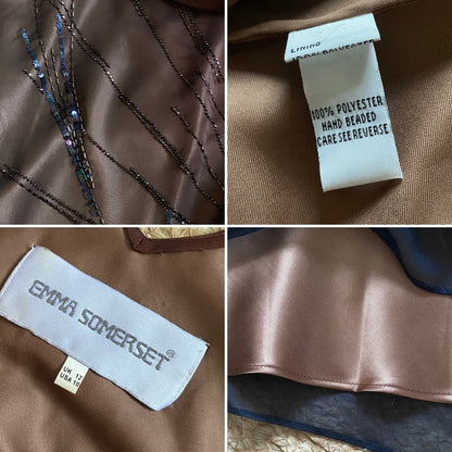 Emma Somerset ombré slip beaded evening dress UK 12