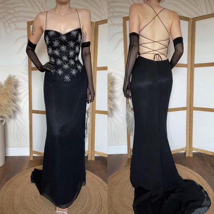 Black 100% silk beaded evening dress uk 10