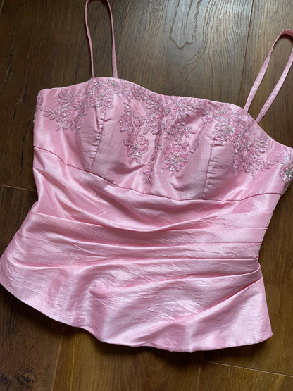 Baby pink 3-piece top/skirt & shawl prom set uk 8-10