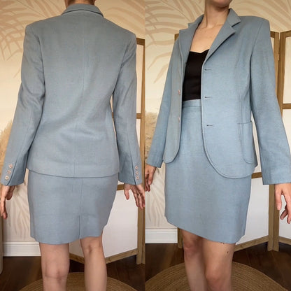 Stunning dusky blue super soft 2 piece suit UK 10