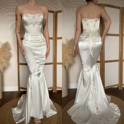 Ivory Maggie Sottero Couture satin strapless wedding dress uk 10