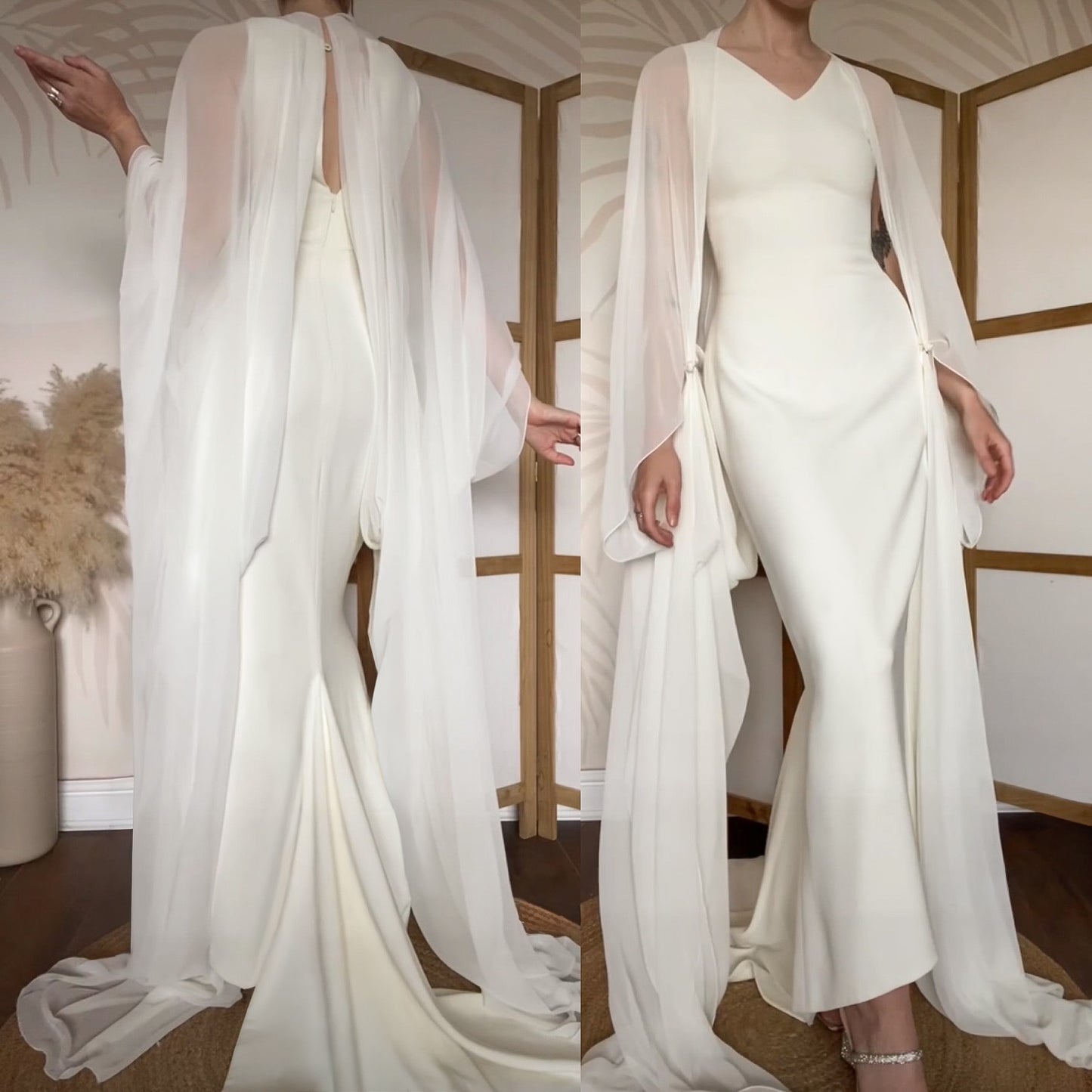 Ivory pronovias wedding dress & chiffon wings uk 12