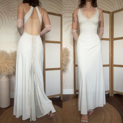 Dave & Johnny beaded wedding or evening dress uk 14