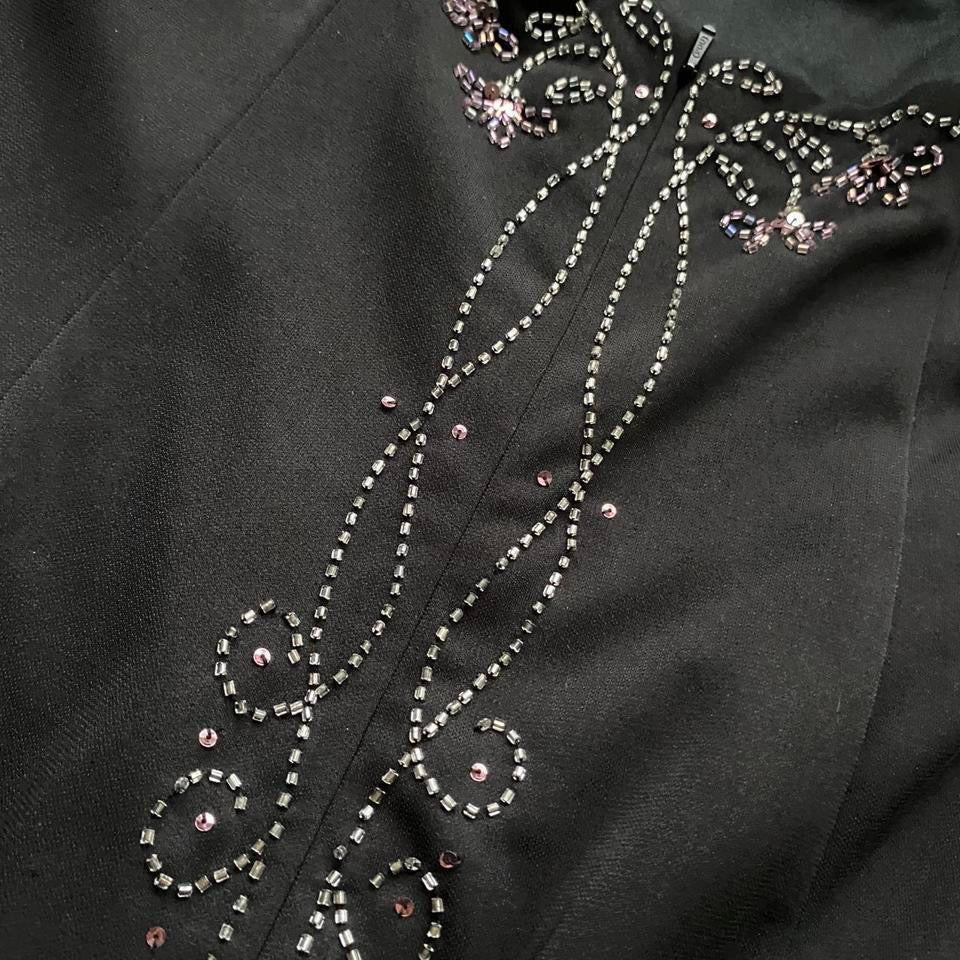 Black vintage 90s Dave & Johnny beaded stretch evening dress UK 16