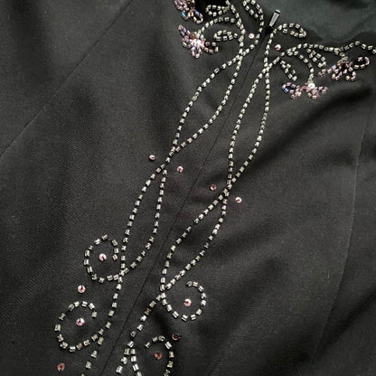 Black vintage 90s Dave & Johnny beaded stretch evening dress UK 16