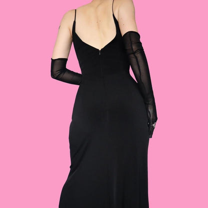 Black Dave & Johnny stretch diamanté evening dress UK 12