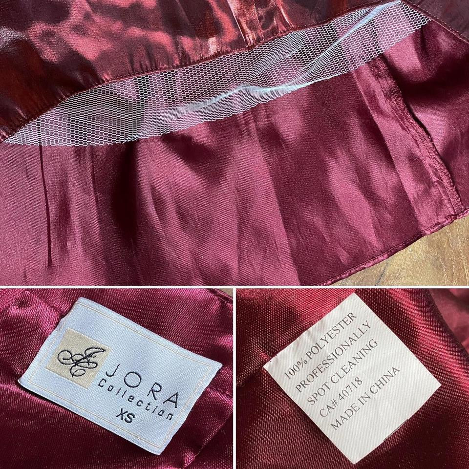 Shimmery red beaded a-line prom dress & shawl uk 10