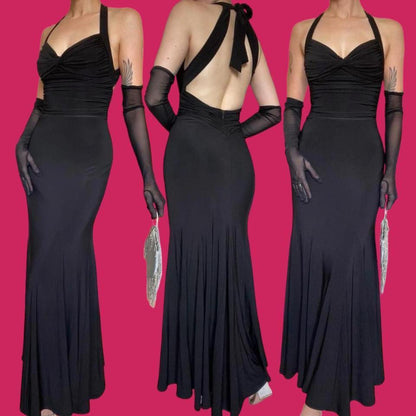 Niki Livas black stretch evening dress uk 14