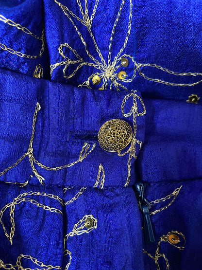 Royal blue 100% silk maxi skirt UK 10