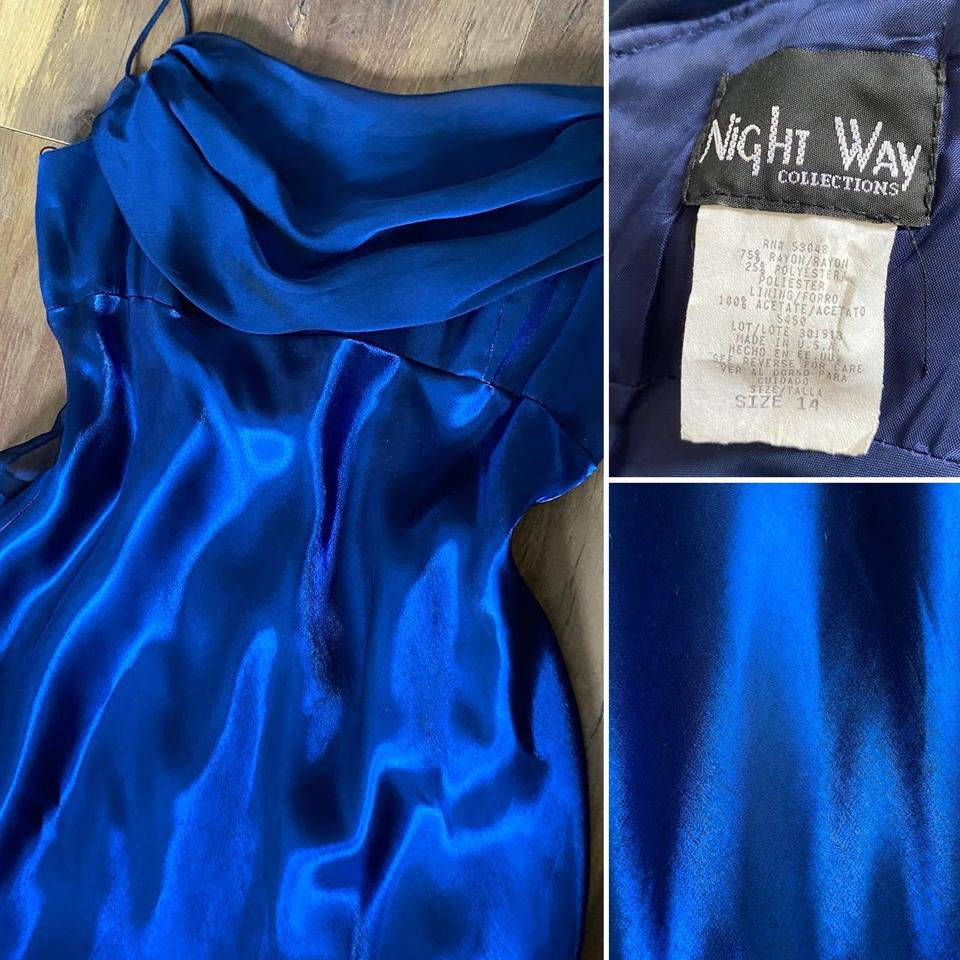 Navy silky evening dress uk 14-16